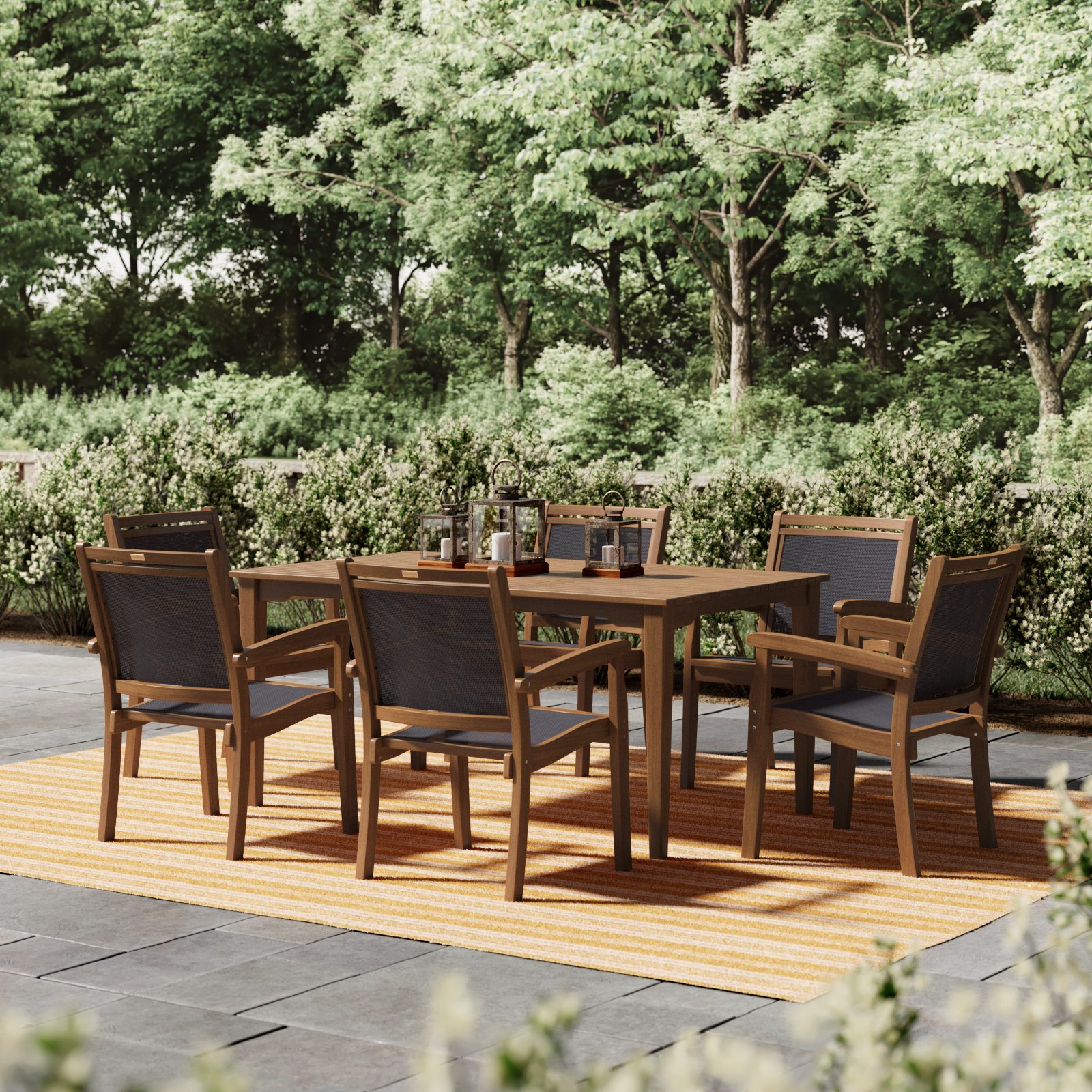 Fleur 64" Eucalyptus Patio Dining Set