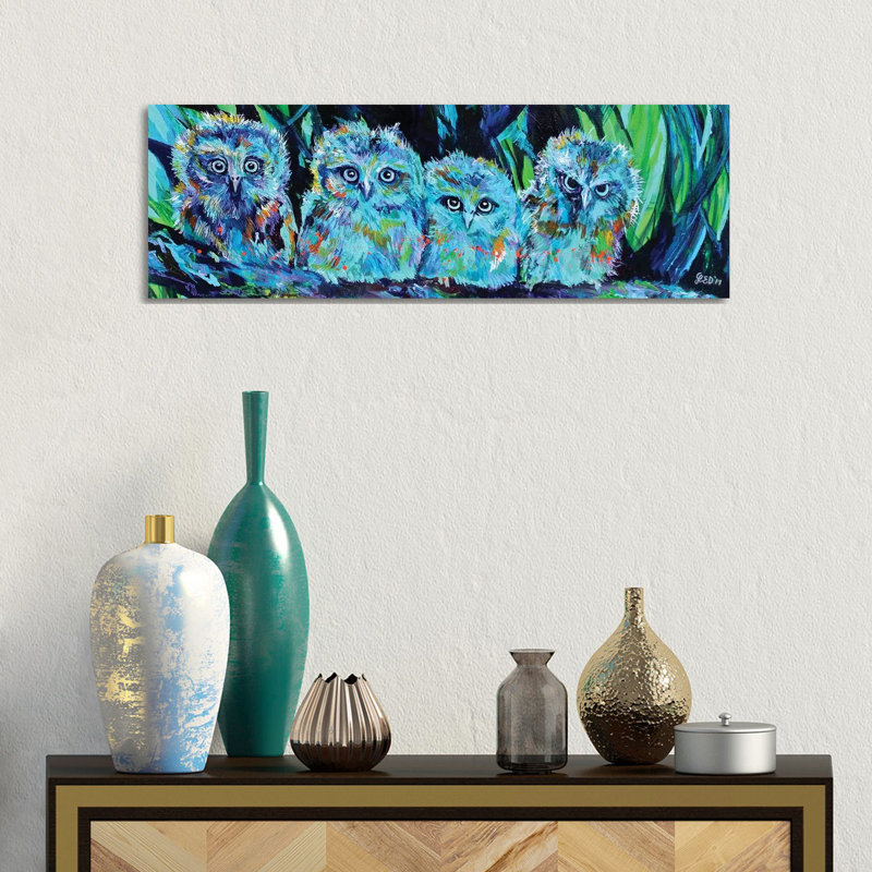 Owlet Blues by Lindsey Dahl - Wrapped Canvas Panoramic Print, 30.48 cm H x 91.44 cm W x 1.91 cm D