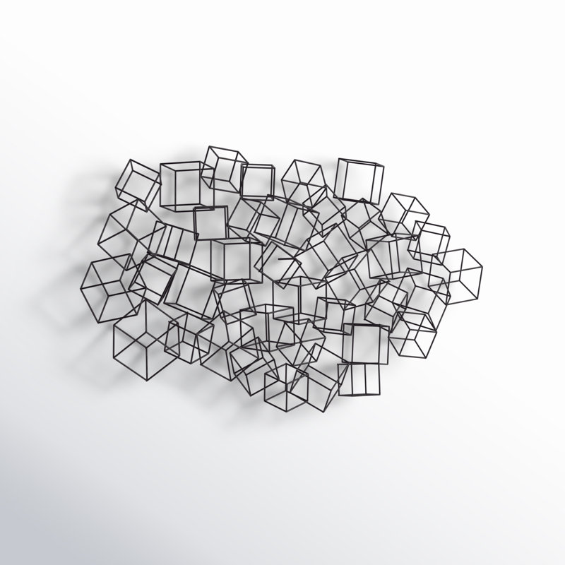 Glam Abstract Wall Decor on Metal, Black