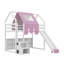 Lit mezzanine en bois avec structure en forme de maison et auvent de tente-2063129194-2063129196
