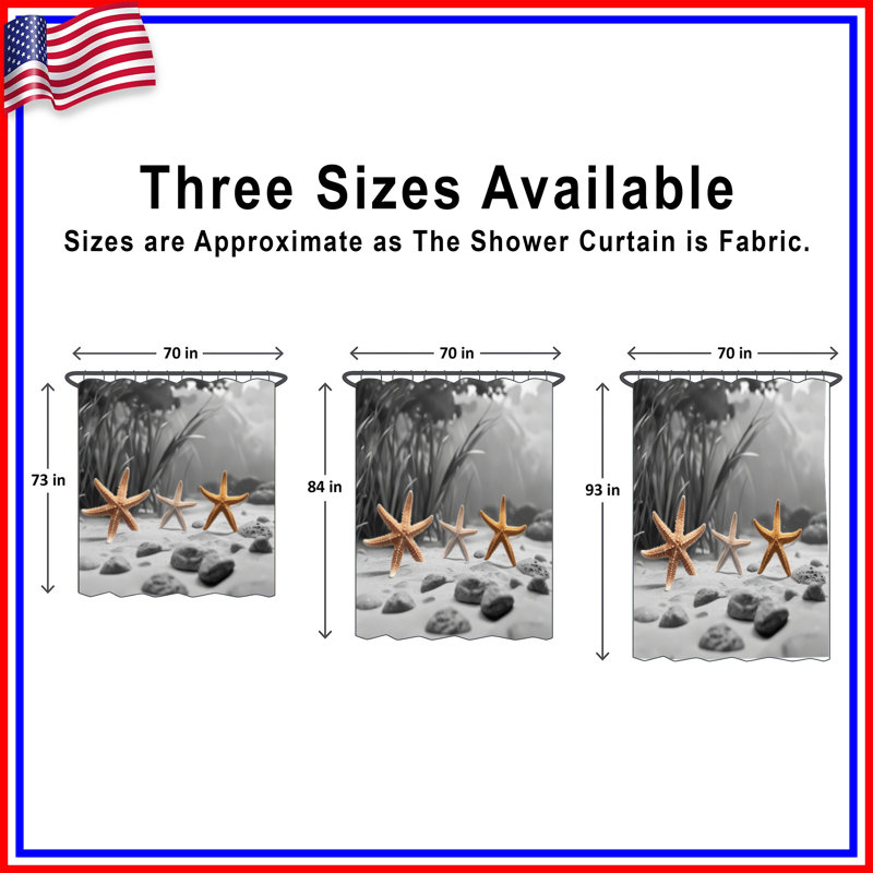 Rideaux de douche Starfish On Beach, L 70 po x H 72 po