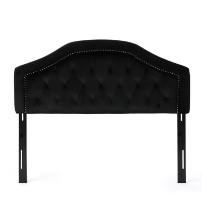 Tufted Upholstered Headboard Queen Size, Solid Wood Head Board With Durable Metal Legs, Adjustable Height Queen Headboard With Nailhead Trim In Bedroom