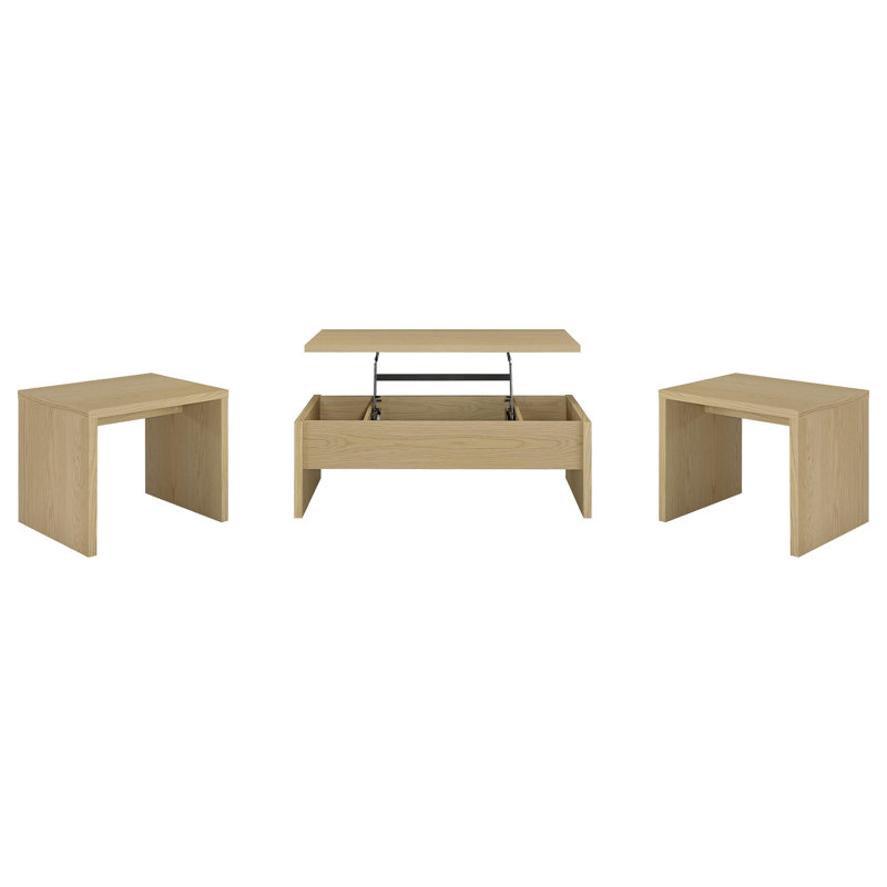 Ensemble de tables basses 3 pièces Fairchild, Chêne clair, 3 pièces: tables basses, 2 tables de bout
