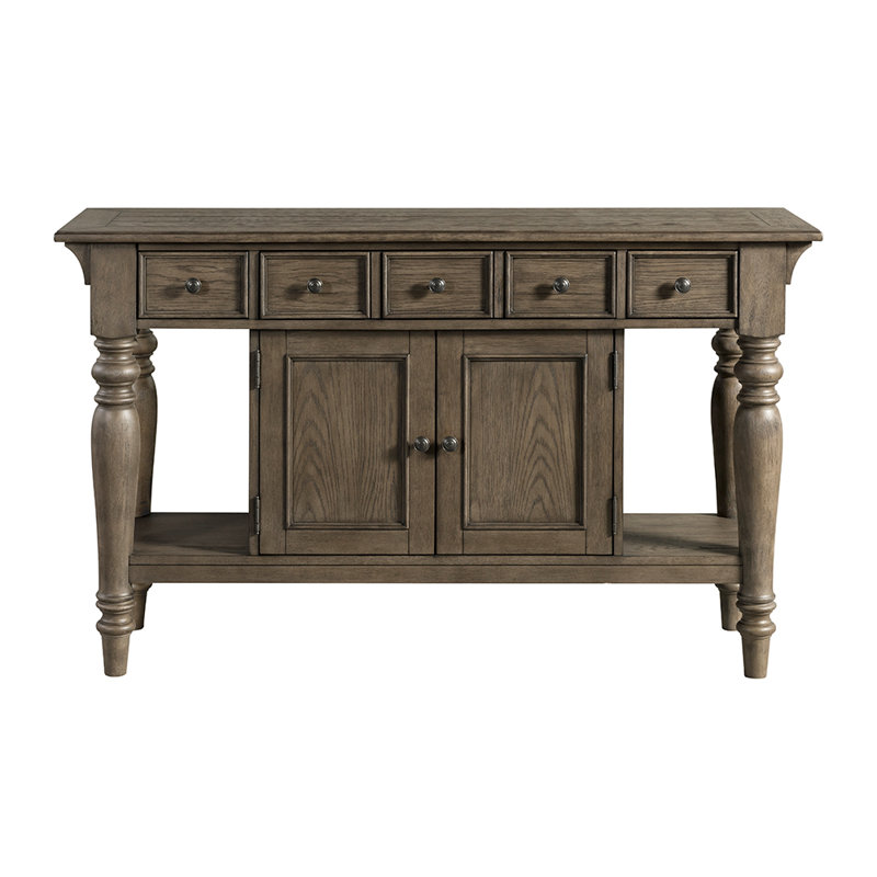 Androw Park 56" Wide Server with 3 Drawers, 2 Cabinets, and 2 Shelves, Roasted Oak