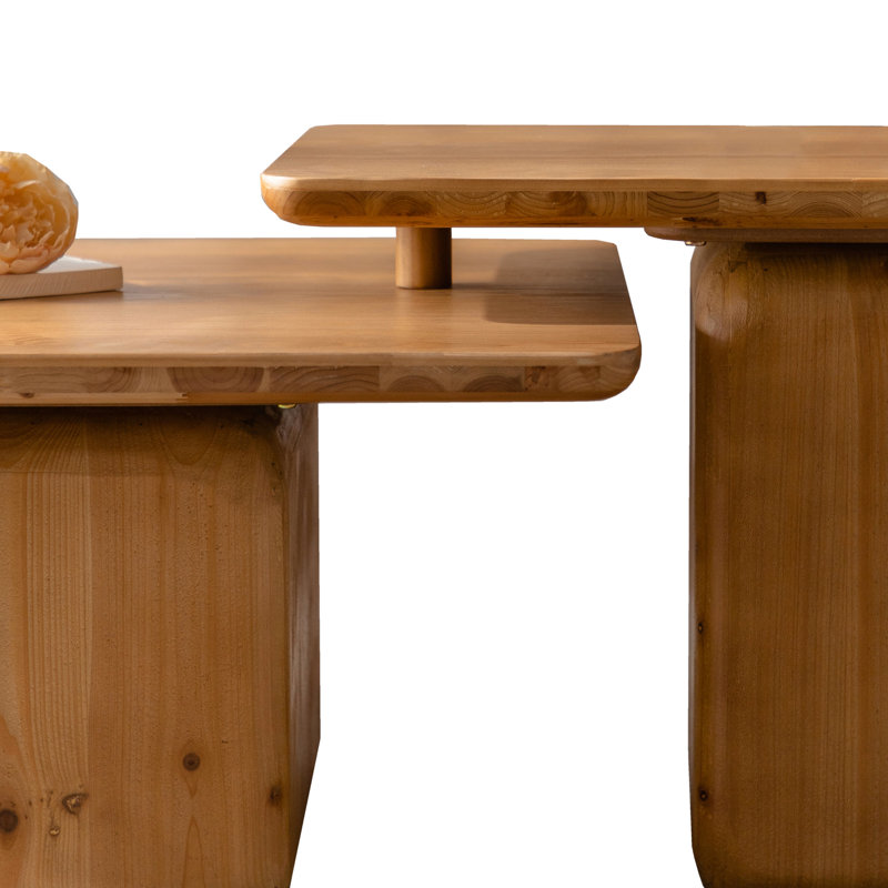 Table basse carrée avec grain de bois classique et fonction polyvalente - pour le salon, le bureau et la salle à manger