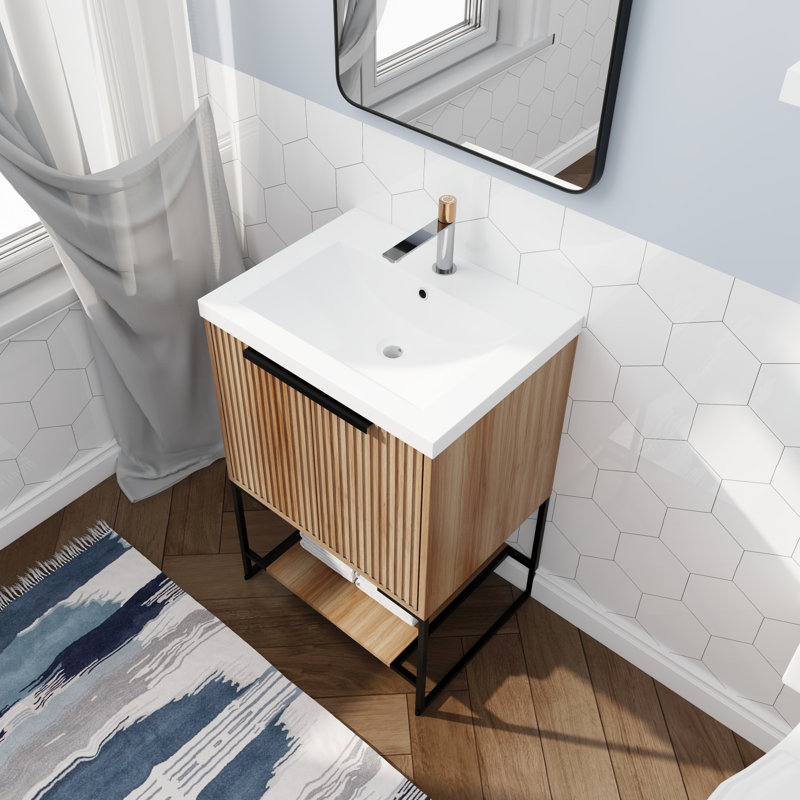 Meuble-lavabo simple 23,62 po avec dessus de meuble-lavabo Dharach