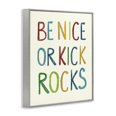 Be Nice Minimal Phrase Framed Giclee Art by Daphne Polselli