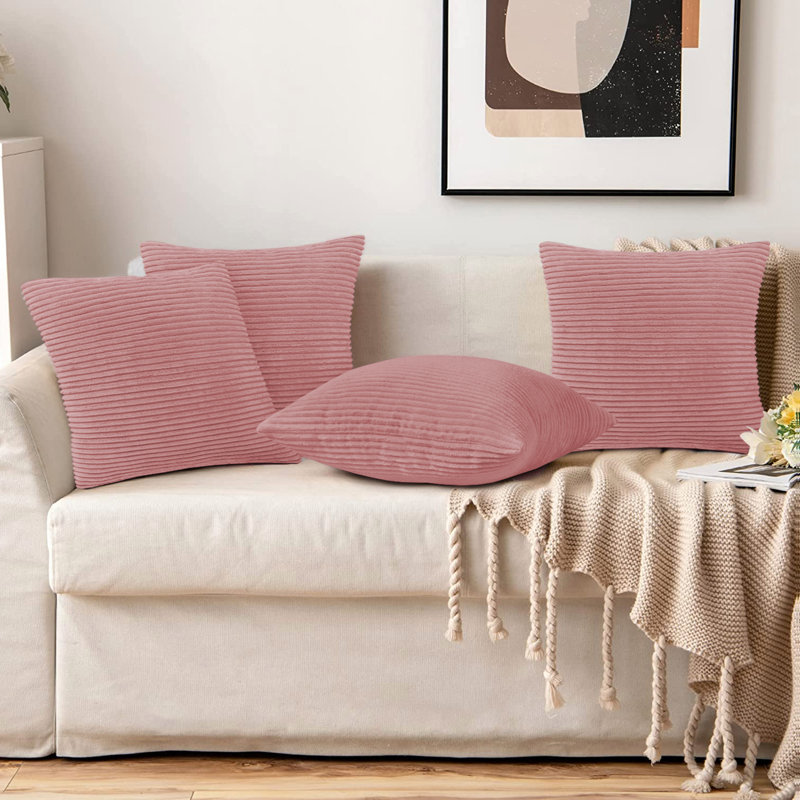 Striped Square Euro Cushion Cover, Light Pink