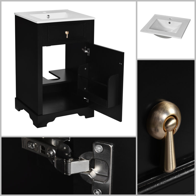 Meuble-lavabo de 20 pouces, Noir