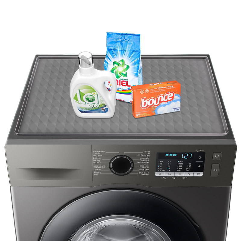 Washer And Dryer Top Protector Mat,Silicone Rubber Mat For Laudry Machine & Dryer,Non Slip Heavy Duty Waterproof Washable Top Cover Pad