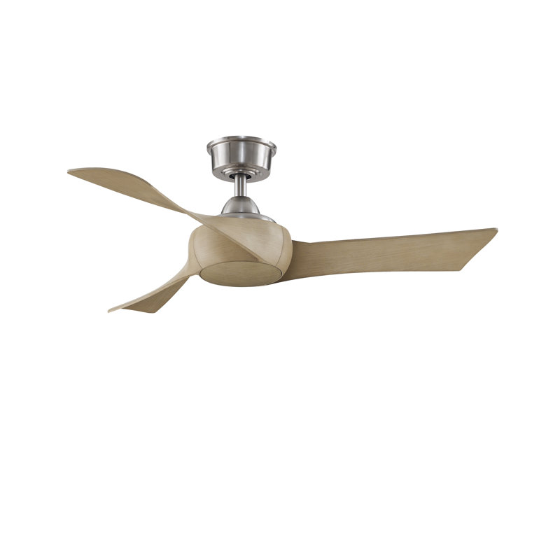 Wrap Custom 44 inch Indoor/Outdoor Ceiling Fan - Brushed Nickel with Natural blades, Natural, Brushed Nickel