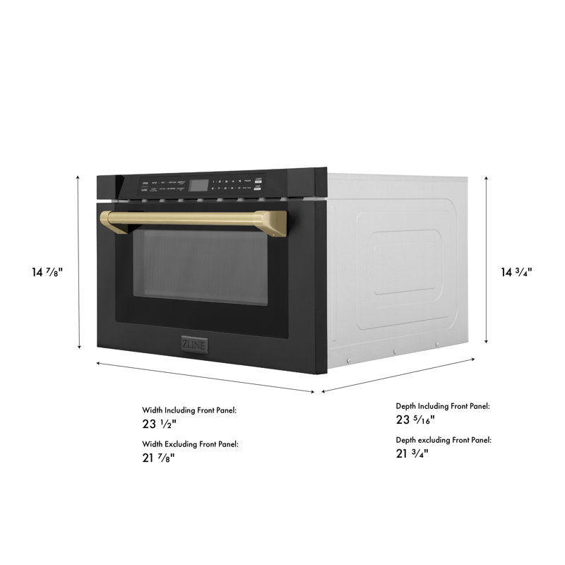24" 1.2 cu ft. 1000 - Watt Black Stainless Steel Microwave Drawer with Sensor Cooking, Champagne Bronze