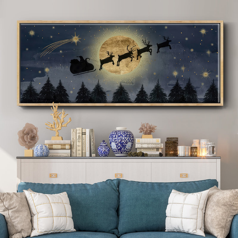 Santas Ride- Framed Canvas, 12" H x 30" W