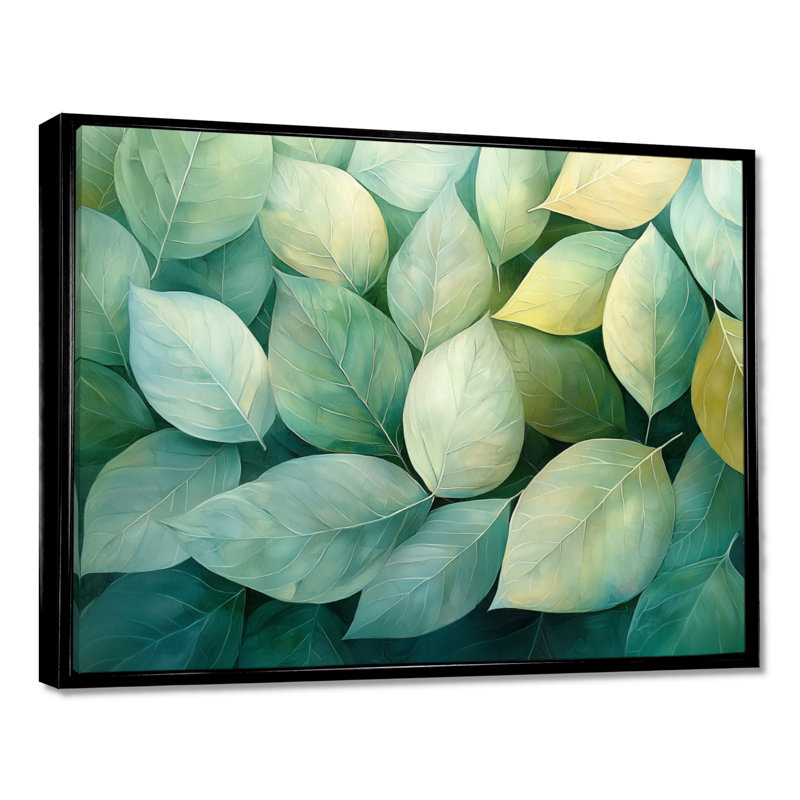 Irènej feuilles transparentes mosaïque nature collage II - feuilles, art mural, Noir, Impression encadrée flottante