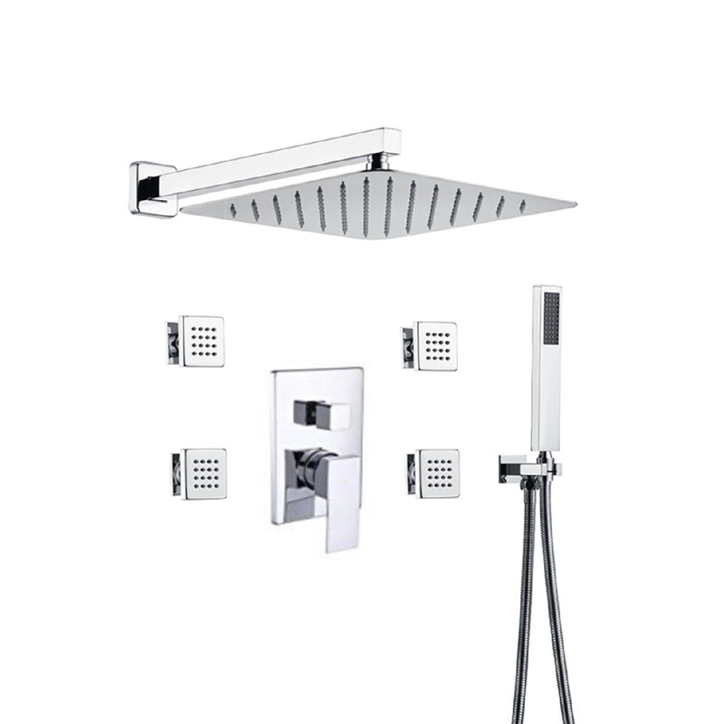 Robinet de douche complet avec valve brute, Chrome
