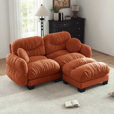 81.8''chenille L Shape Modular Couch With Ottoman