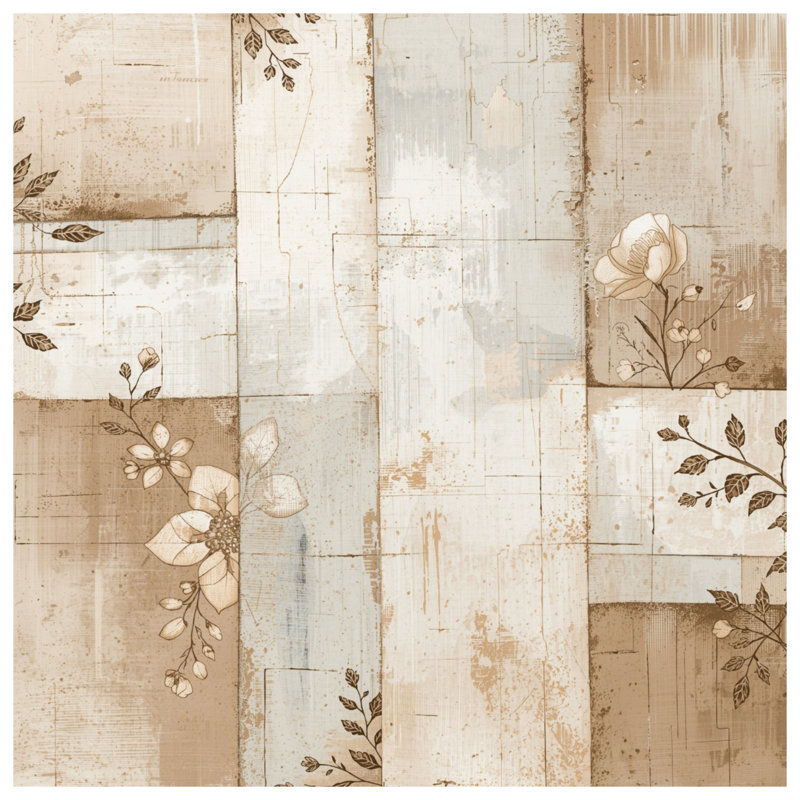 Toile tendue avec collage floral, 20 po x 24 po