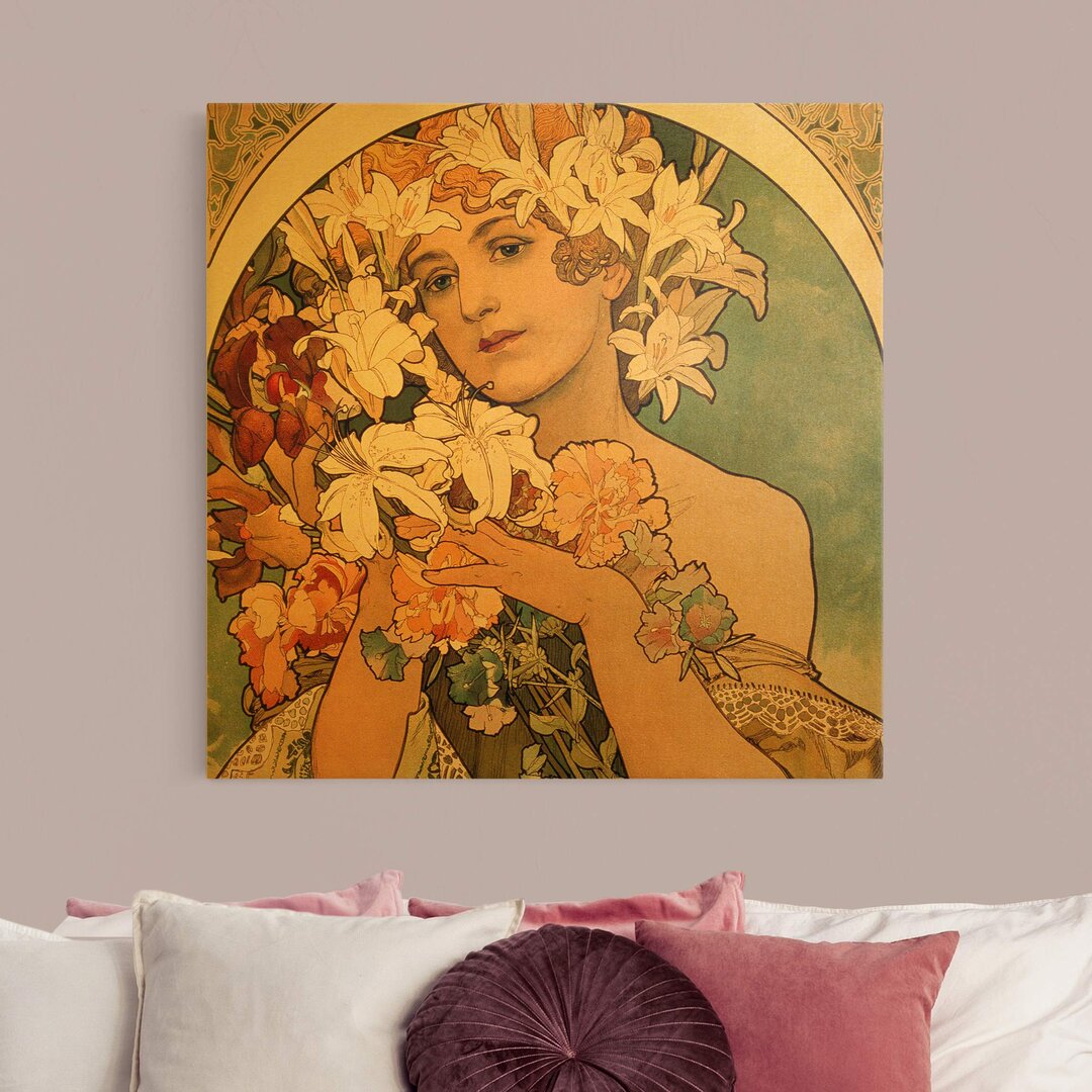 Leinwandbild Blume von Alfons Mucha