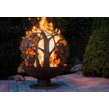 Herbert Round Steel Wood Burning Fire Pit with Lid