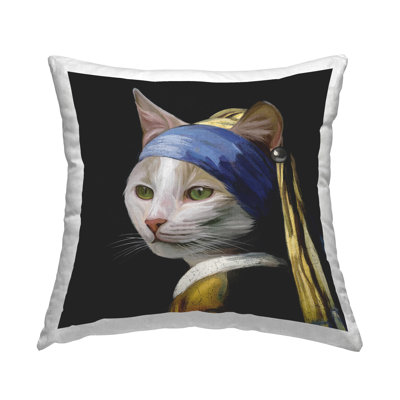 Funny Cat Classic Portrait Printed Throw Pillow Design By Elephant Stock