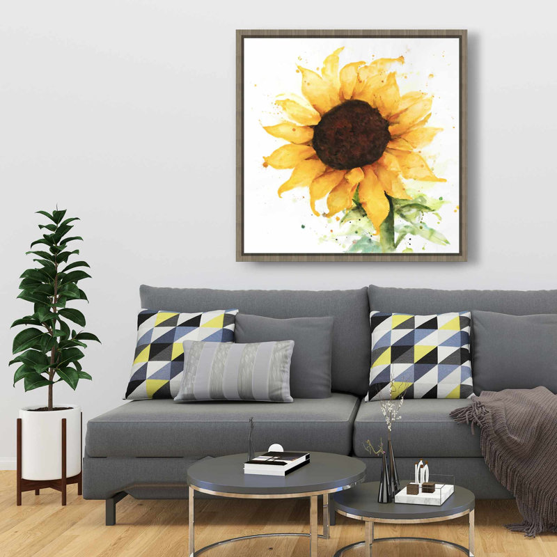 Toile encadrée tournesol | Décoration florale et botanique, Brun