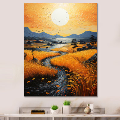 «Vangogh Harvest Time In The Wheat Fields IV», encadré sur toile par Vincent Van Gogh, peinture