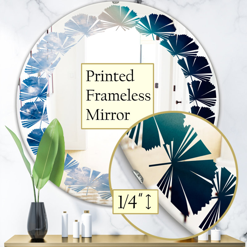 Miroir mural sans cadre agate magnifiques tranches et textures de feuilles, H 24 po x l 24 po