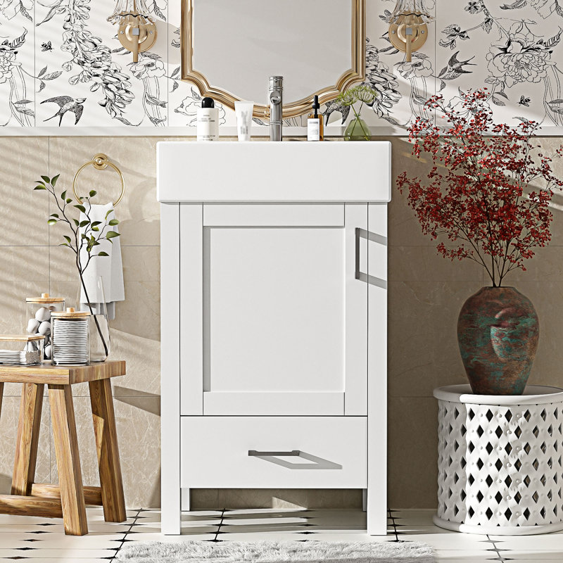 Bathroom Vanity With Ceramic Sink, White