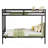 Queen Bunk Bed, Metal Bed Frame With Full-Length Guardrail And Ladder, Black.