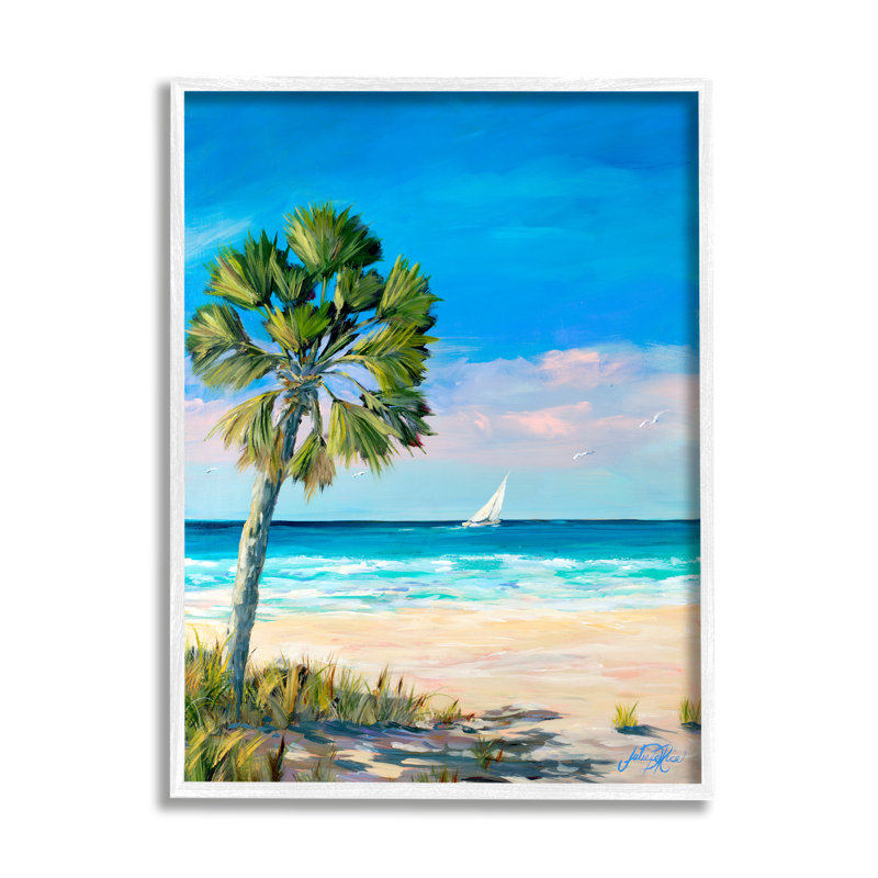 Reproduction sur toile tendue, H 30 po x l 24 po x P 1,5 po, Giclée encadrée blanc bord de mer