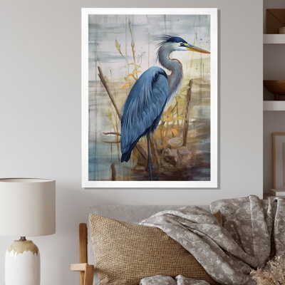 Blue Heron By The Watersite Watercolor I - Bird Wall Art