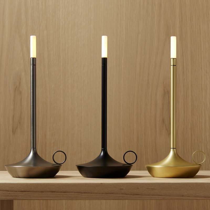 Candle-Inspired Portable Rechargeable Lamp - Wick, 10.2" H x 4.7" W x 4.7" D, Graphite