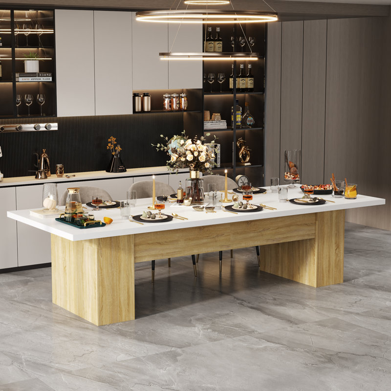 Dining Table For 12 Person, White/Yellow