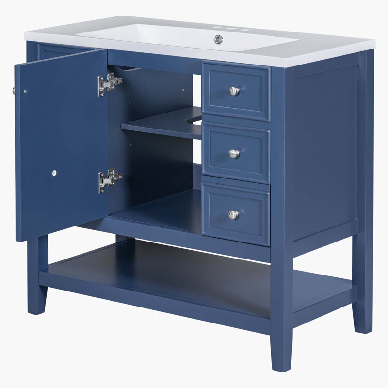 Base de meuble-lavabo simple H 34,1 po x l 36 po x P 18 po seulement, Bleu