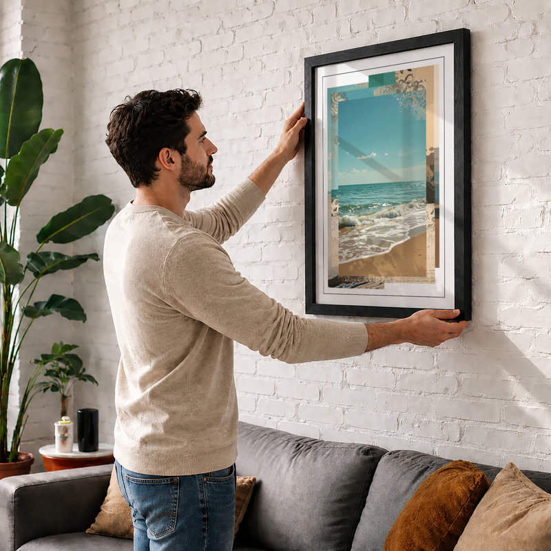 Reverie Coastal - Framed Print, A2 - 59.4 x 42.0 cm, Black