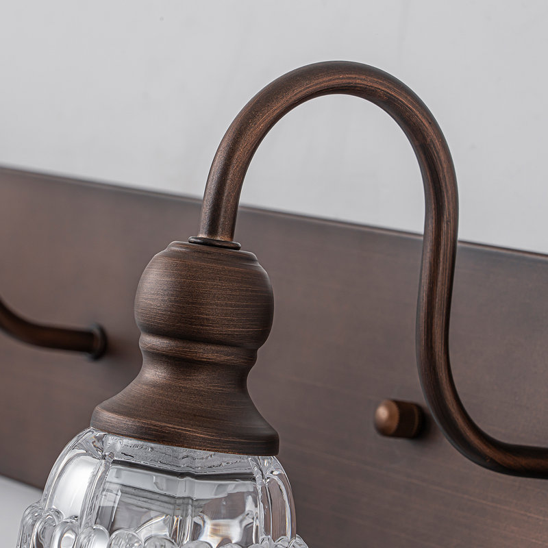 Textured Coffee Bronze Vanity Lights With Clear Glass Shade, 3 Lights, Coffee Bronze