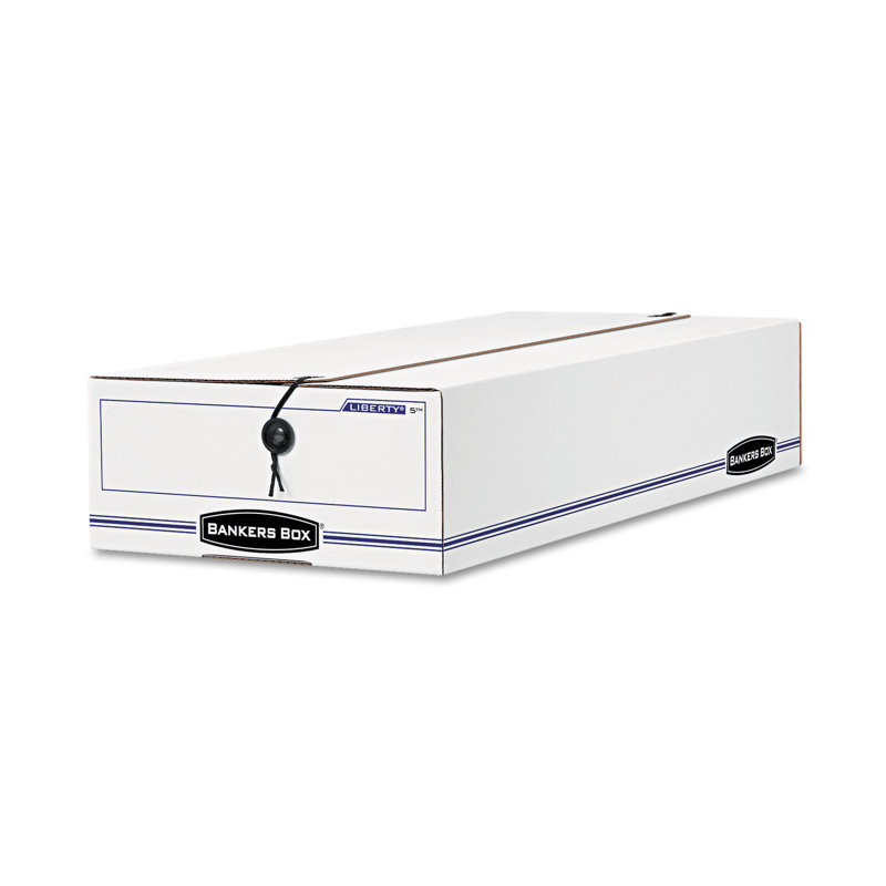 White and Blue Recycled Content Box File with String Closure
