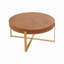 Table basse 33,8 po d'épaisseur rétro moderne avec plateau en bois de sapin et pieds croisés dorés