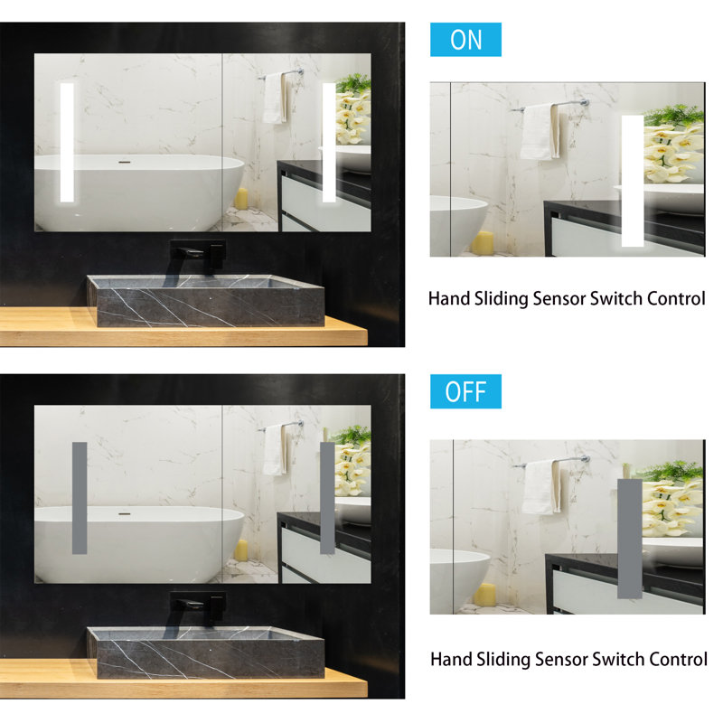 36'' W 24'' H Surface Framed Medicine Cabinet Mirror 2 Adjustable