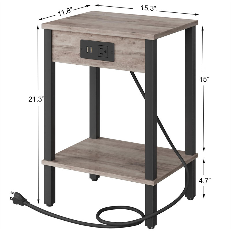 Ensemble de tables de bout Ayren, Greige / noir