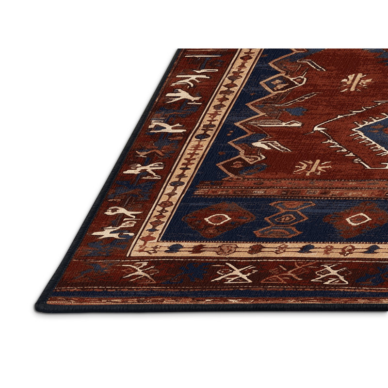 Tapis brun turc lavable à la machine, Rond 6 pi