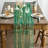 6PCS Green Gold Gauze Table Runner 120 Inch 10FT, Glitter Metallic Foil Sheer Dining Wedding Anniversary Holiday Table Decor for Home Party