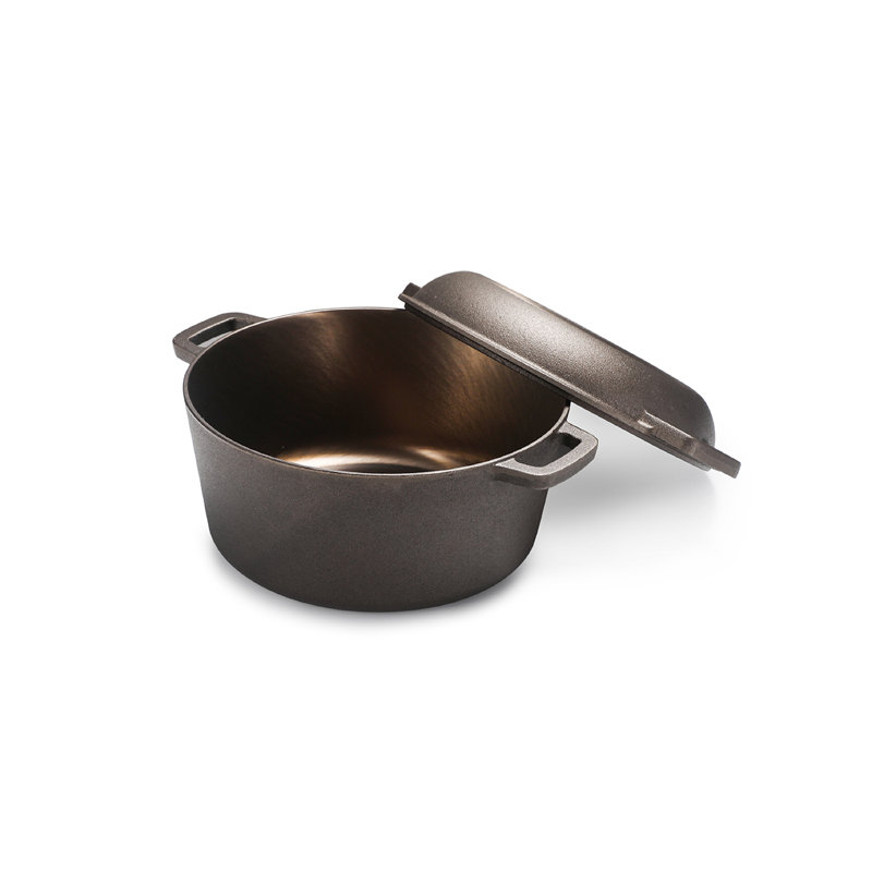 Cocotte en fonte 5 pintes avec couvercle de poêle de 10,25 po, finition bronze