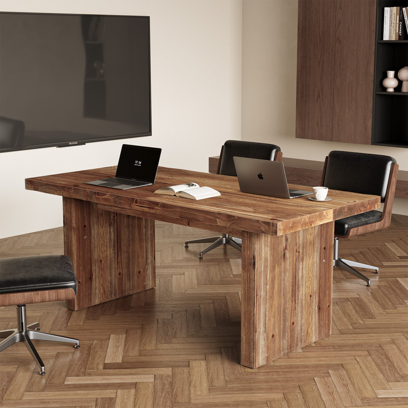 63" W Rectangle Solid Wood Computer Desk