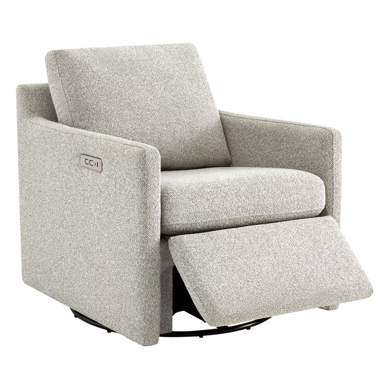 Fauteuil inclinable électrique pivotant l 29,5 po avec USB Bradner, Tissage texturé gris performance