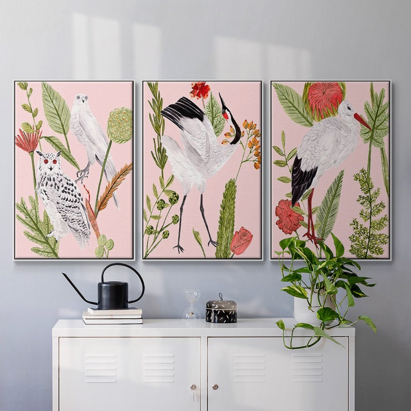 Birds In Motion IV, reproduction sur toile 3 pièces, Blanc, H 24 po x l 48 po x P 2 po