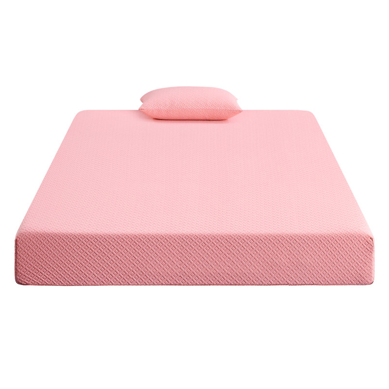 Matelas double et coussin en mousse viscoélastique imprégnée de gel et gris anthracite, très respirant pour un sommeil paisible, oreiller de 7 po, tissu rose, sommeil relaxant gris anthracite