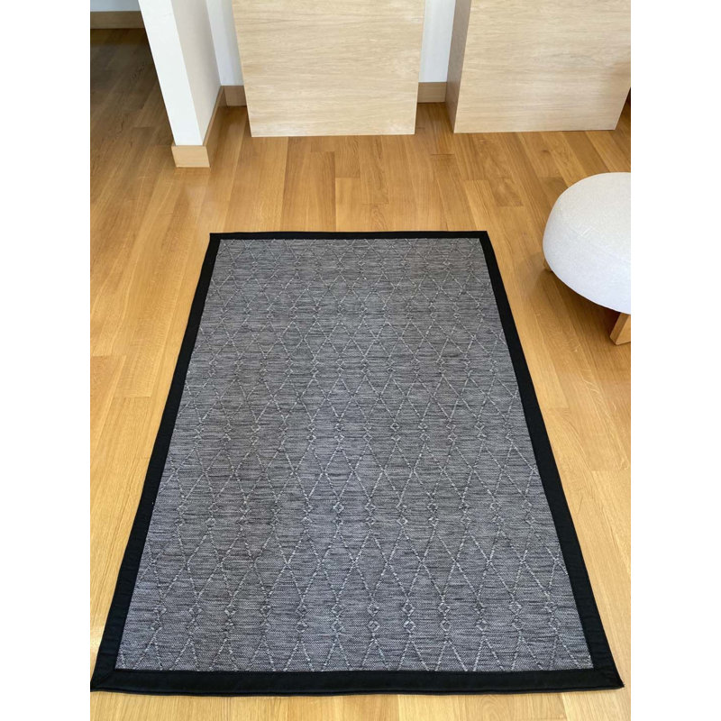 Tapis en coton à bordure noire Prescod, Rectangle 3 pi 11 po x 5 pi 11 po