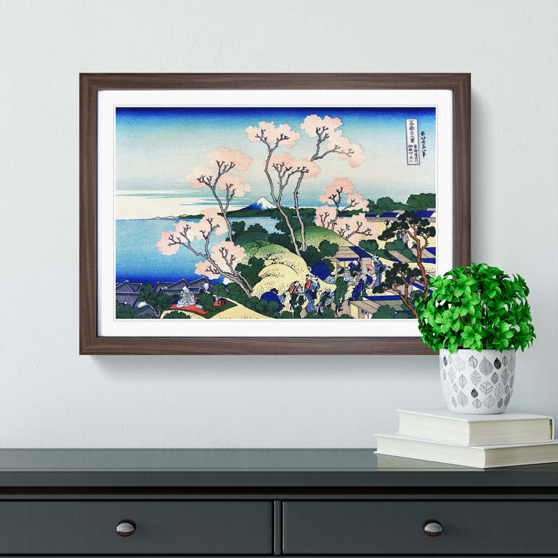 Goten-Yama Hill, Shinagawa on the Tokaido by Katsushika Hokusai - Picture Frame Painting Print, Walnut Framed