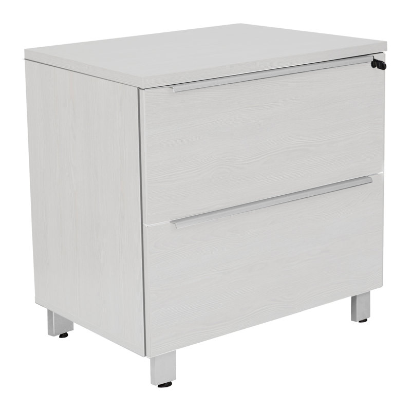 Maysey 32'' Wide 2 -Drawer File Cabinet, White/Silver